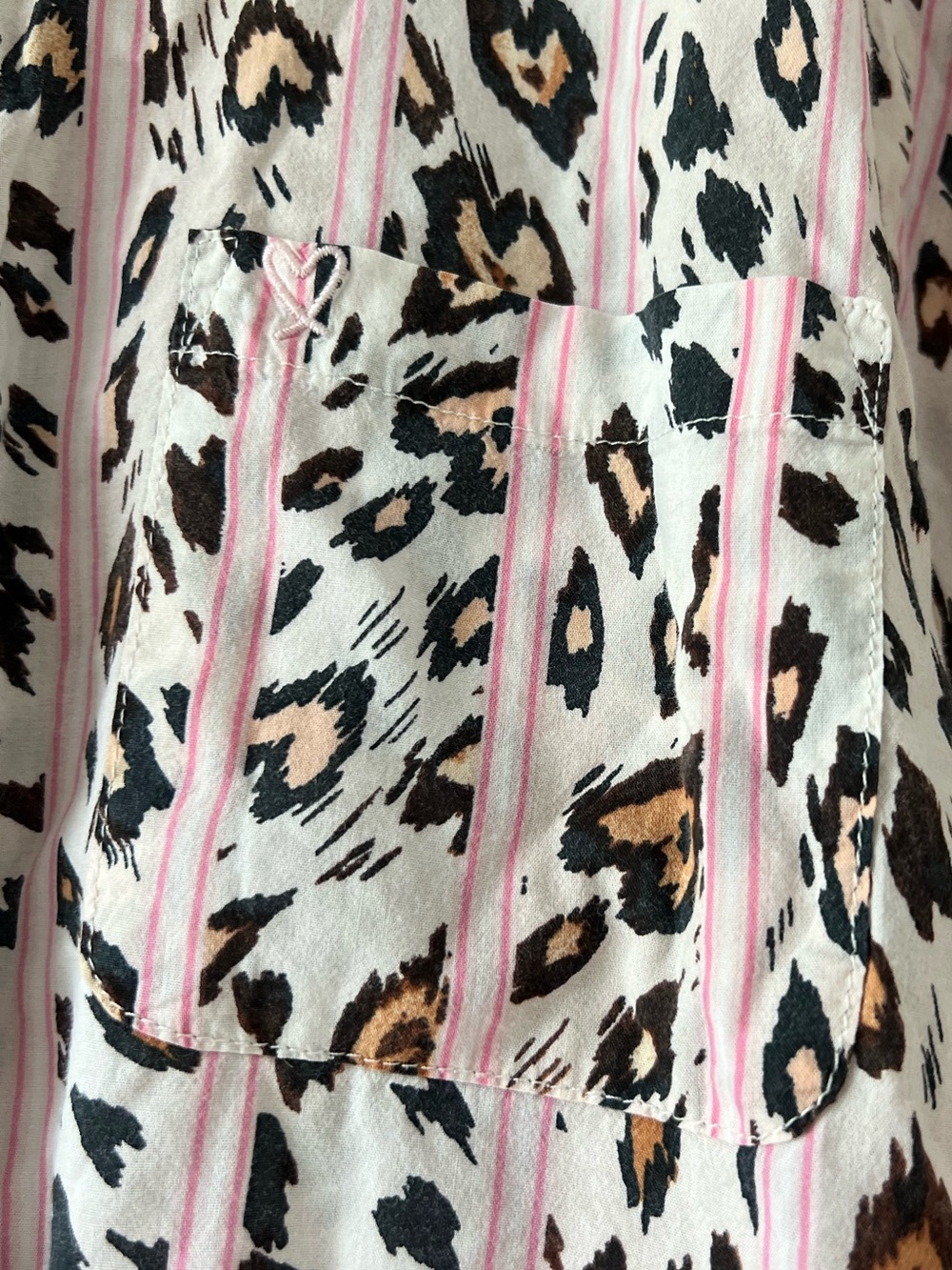 Victoria's Secret Pink Heart Leopard Striped Long Sleeve Sleep Shirt Womens Med - Picture 4 of 5